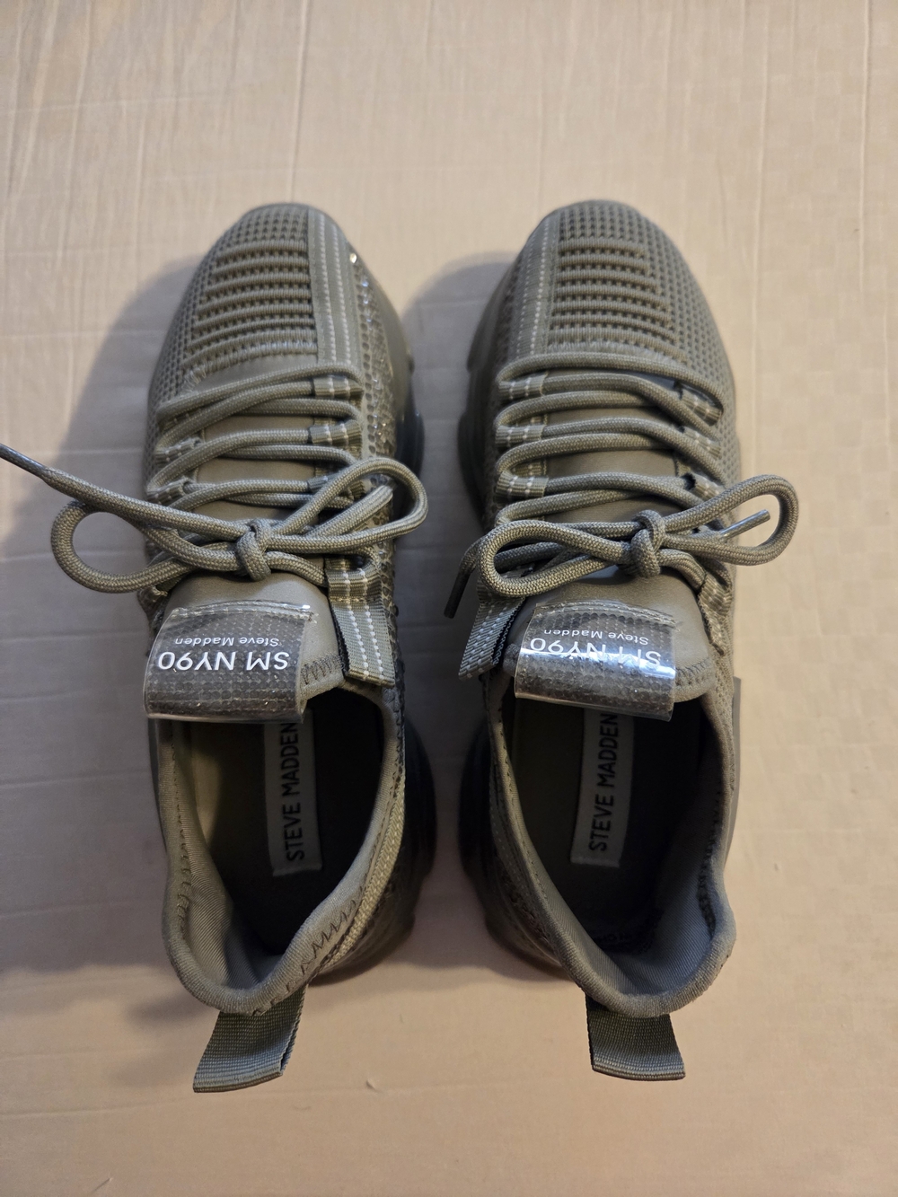 Steve Madden Women's Olive Green Knit Lace-Up Sneakers, Size 8